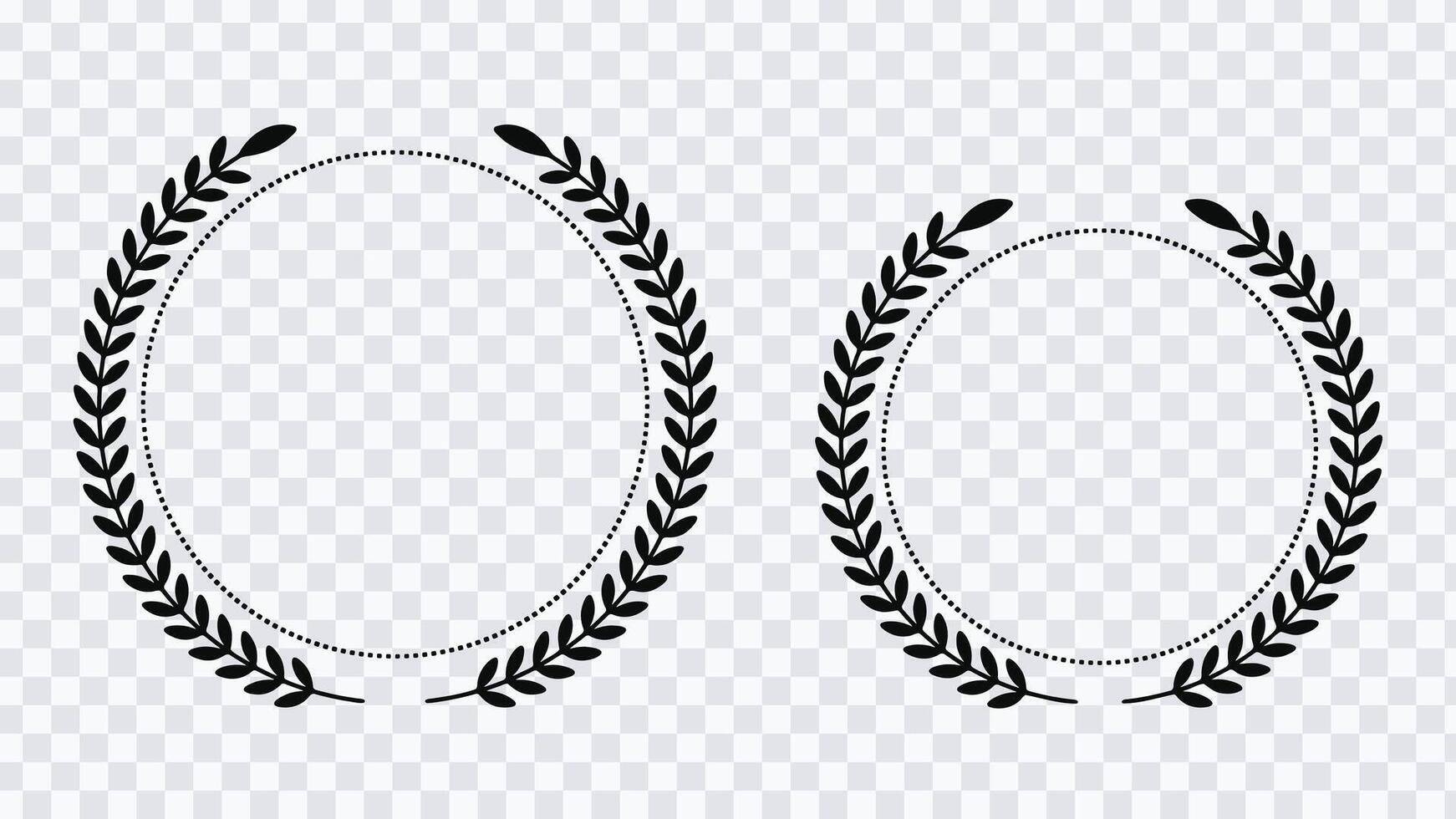 A set of branches with leaves in different variations. Round award of laurel wreaths. Illustration vector