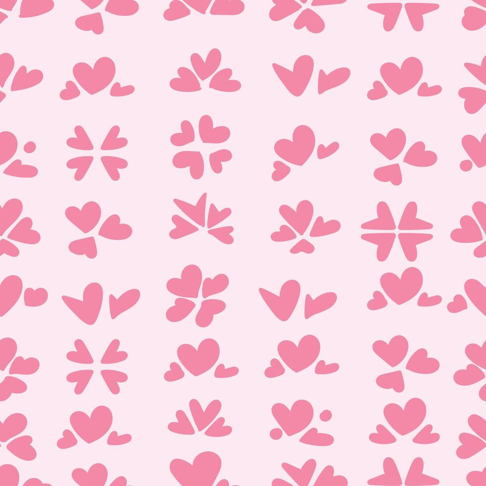 Seamless pattern pink heart shapes. illustration. vector