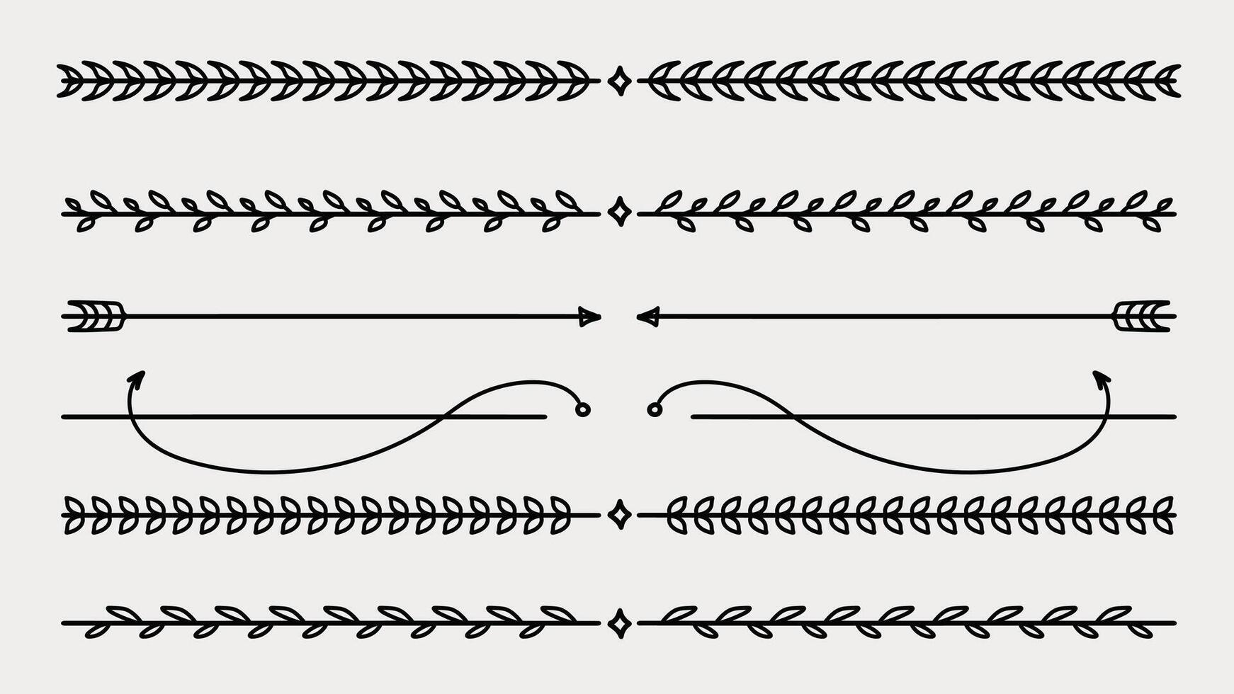 Hand drawn botanical vintage line divider collection. illustration vector