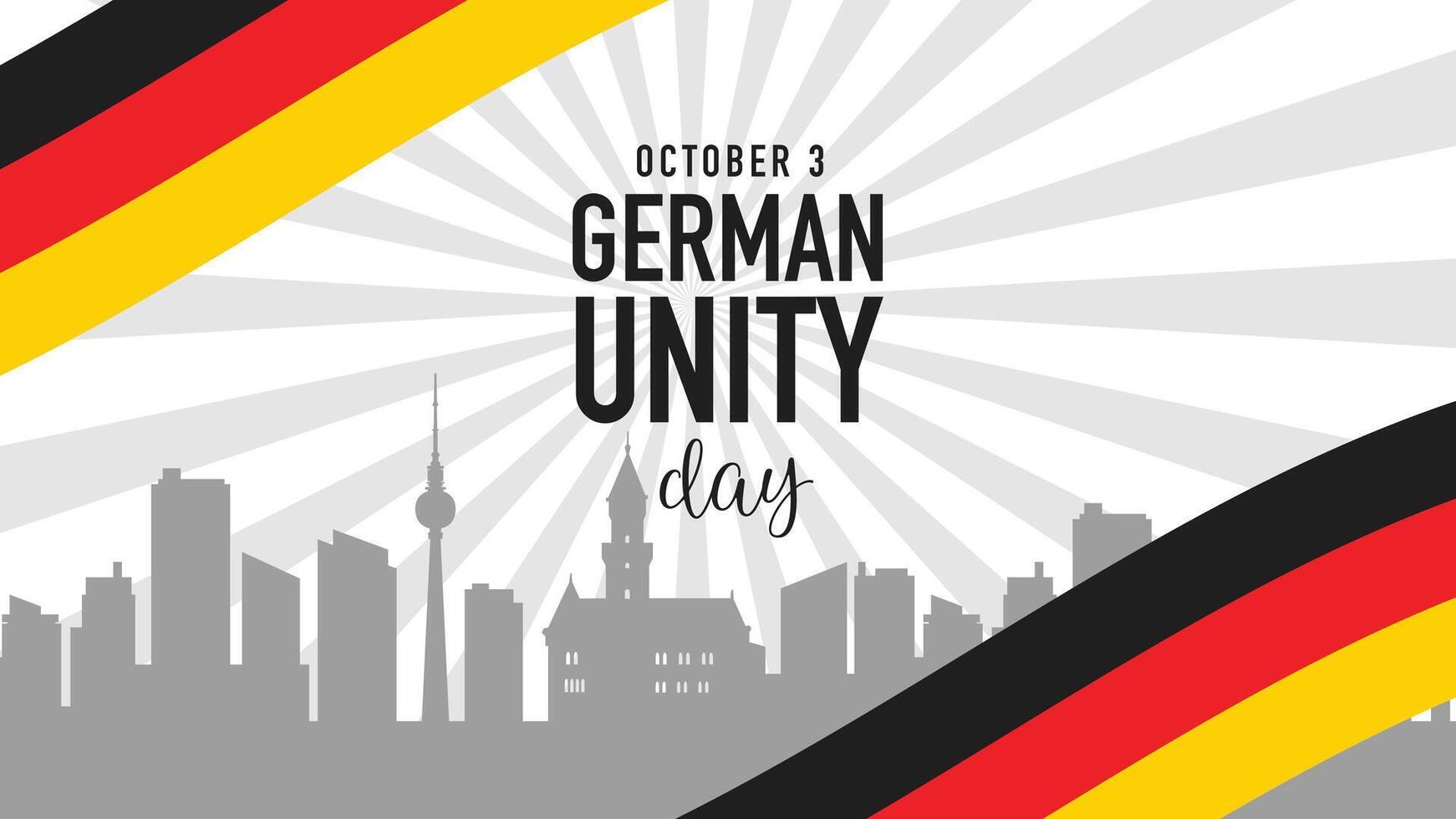 German Unity Day Banner with Flag and City Skyline Illustration vector