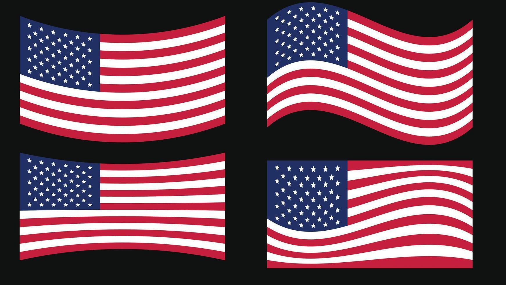 American waves flags collection.Usa flag icon. illustration vector