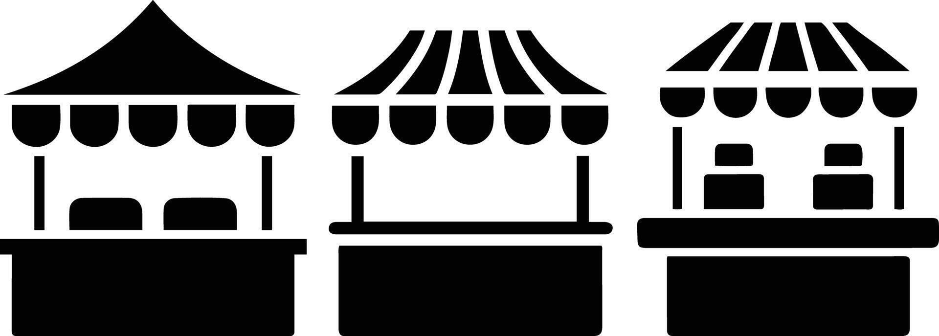 Market Stall Icons Collection. vector