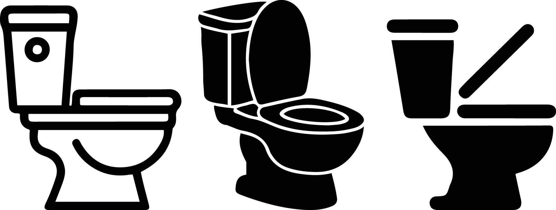 Toilet Icons Set Bathroom Toilet Silhouette and Outline Design. vector