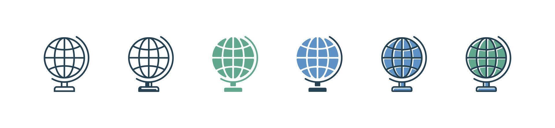 simple school globe earth map icon set education learning planet earth geography study with spin globe signs illustration for web and app vector