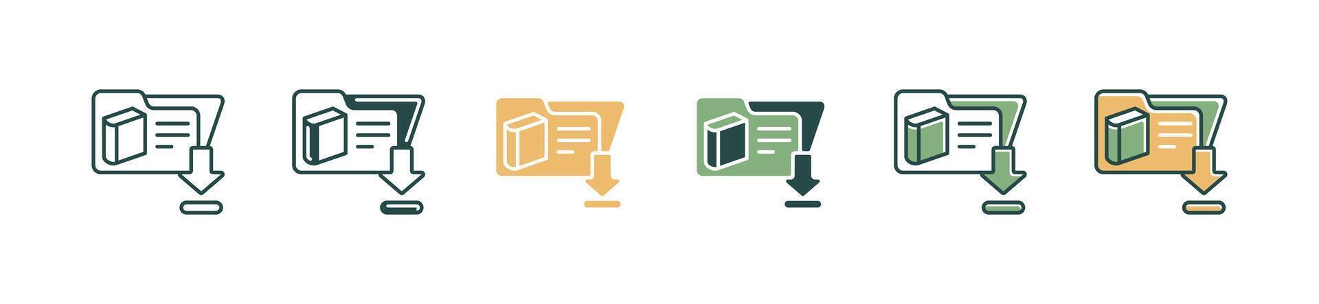 online book journal literature directory download icon set education document course library school illustration vector