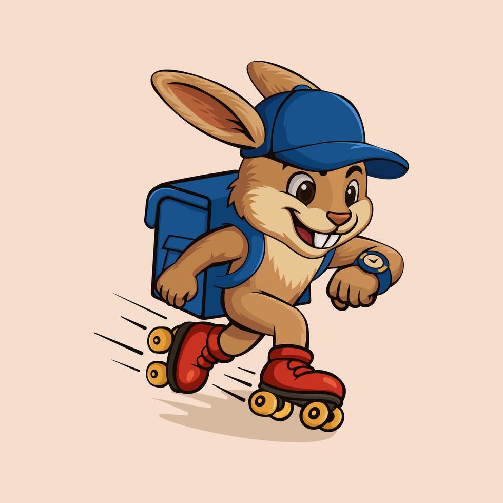 Cartoon rabbit roller skating vector