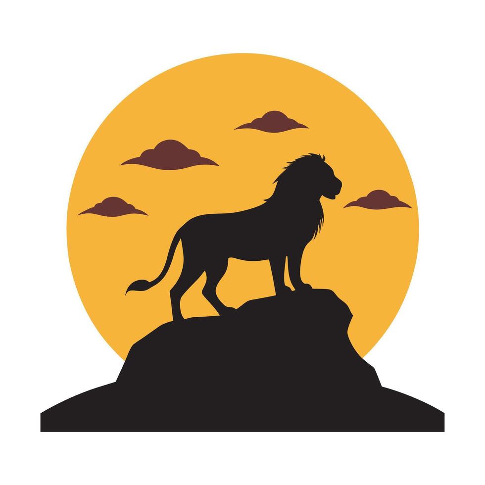 Lion Silhouette Savannah Sunset King Artwork vector
