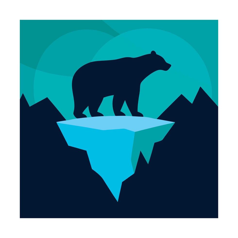 Polar Bear Iceberg Arctic Silhouette Illustration vector
