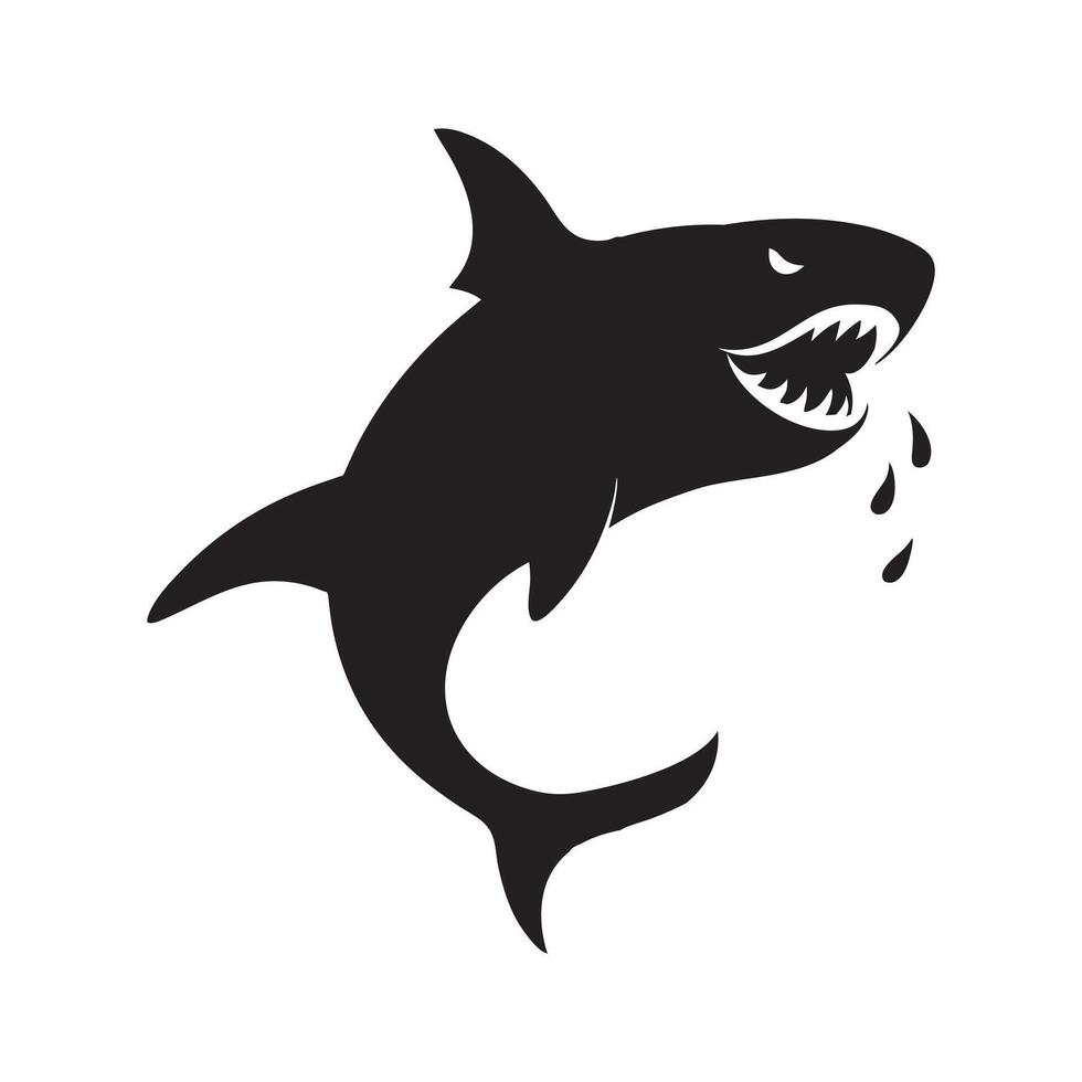 Shark Breach Ocean Splash Wild Silhouette vector