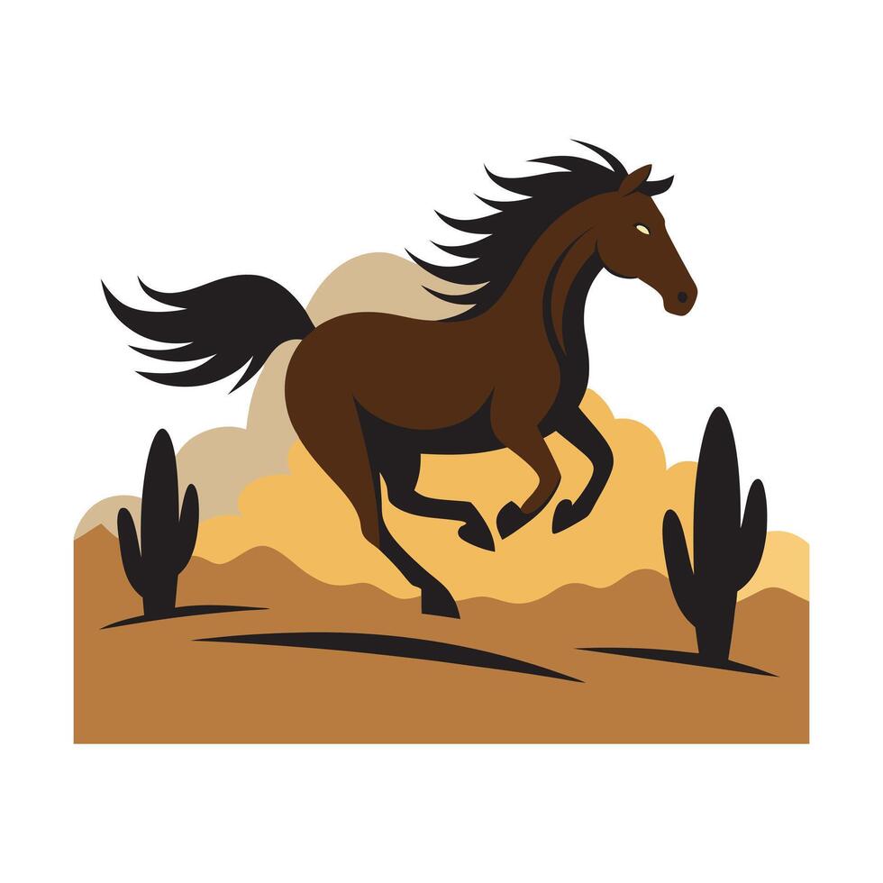 Horse Silhouette Galloping Desert Nature Scene vector