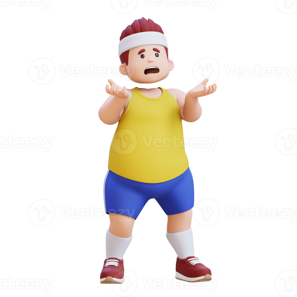 stressed 3D plus size overweight big man png