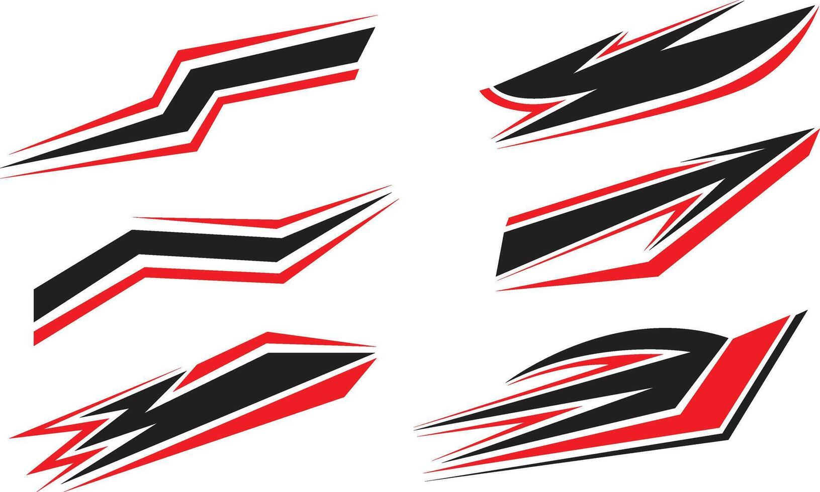 Red and Black Racing Stripe Decal Design Set vector
