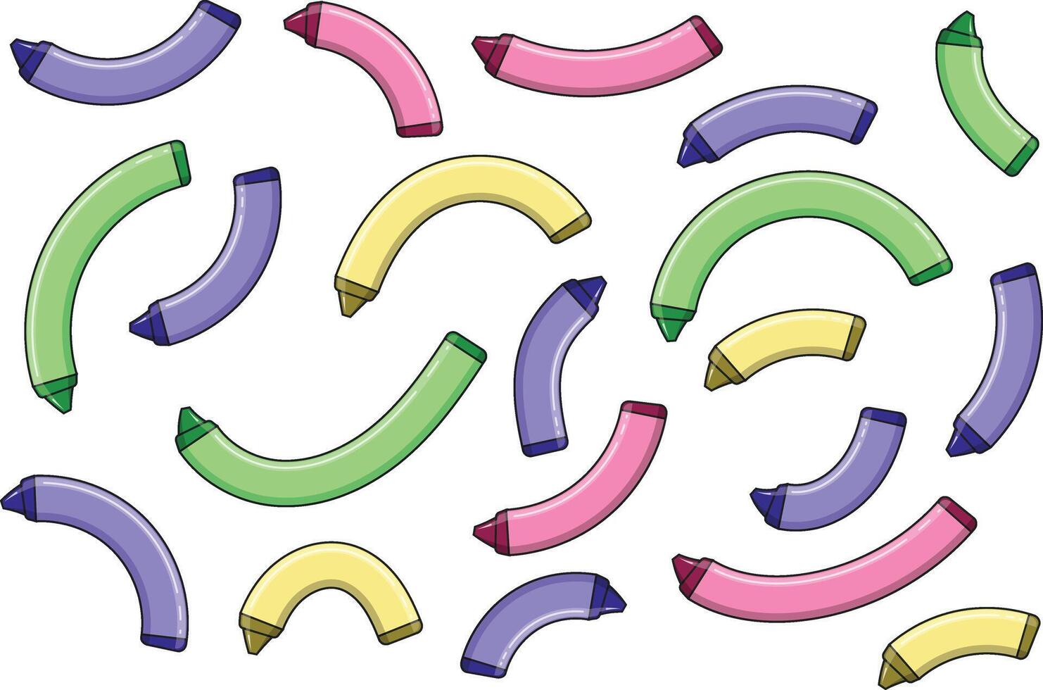 Colorful Curved Markers and Crayons Fun Education Background vector
