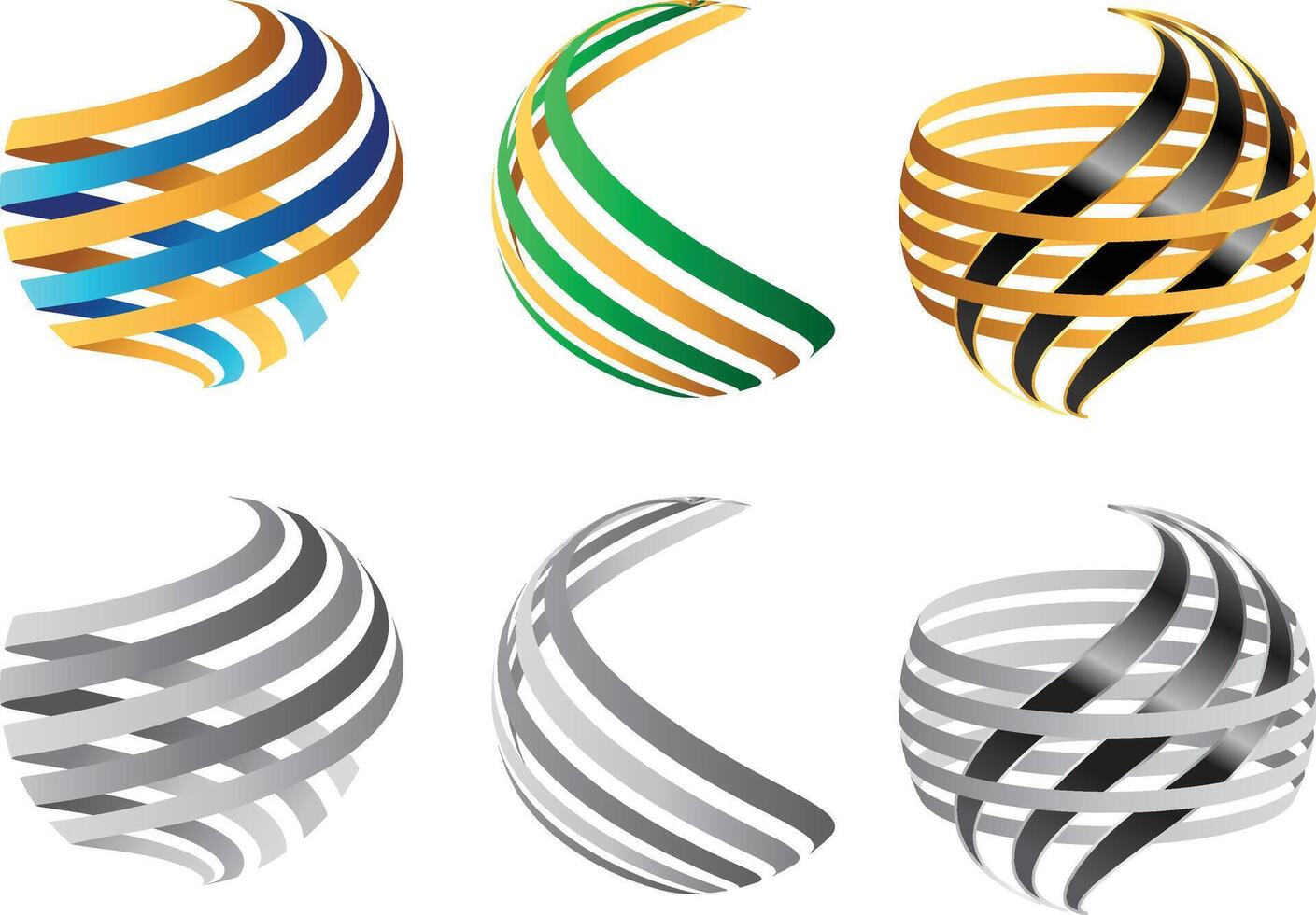 Abstract Globe Sphere Logo Icon Design Set vector