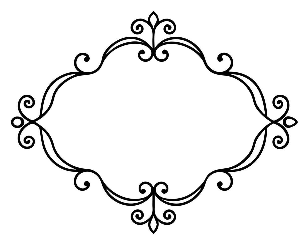 Elegant decorative oval frame with floral swirls and flourishes perfect for design elements vector