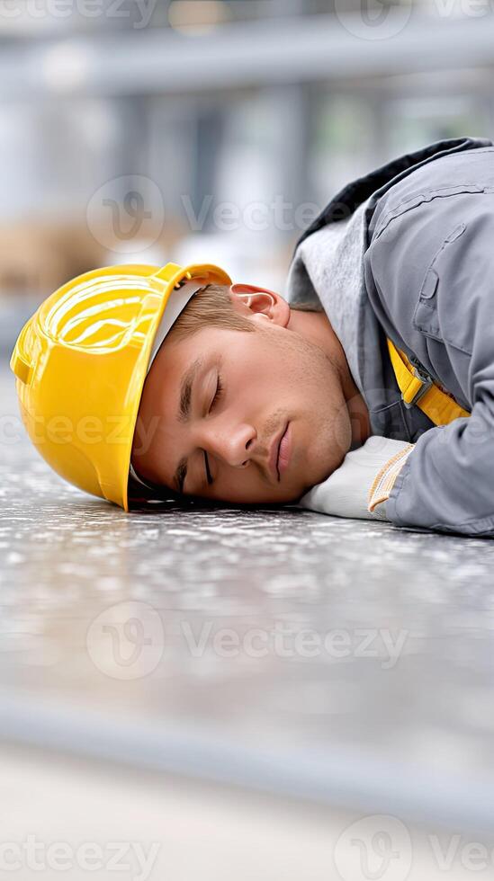 A man sleeping on the floor photo