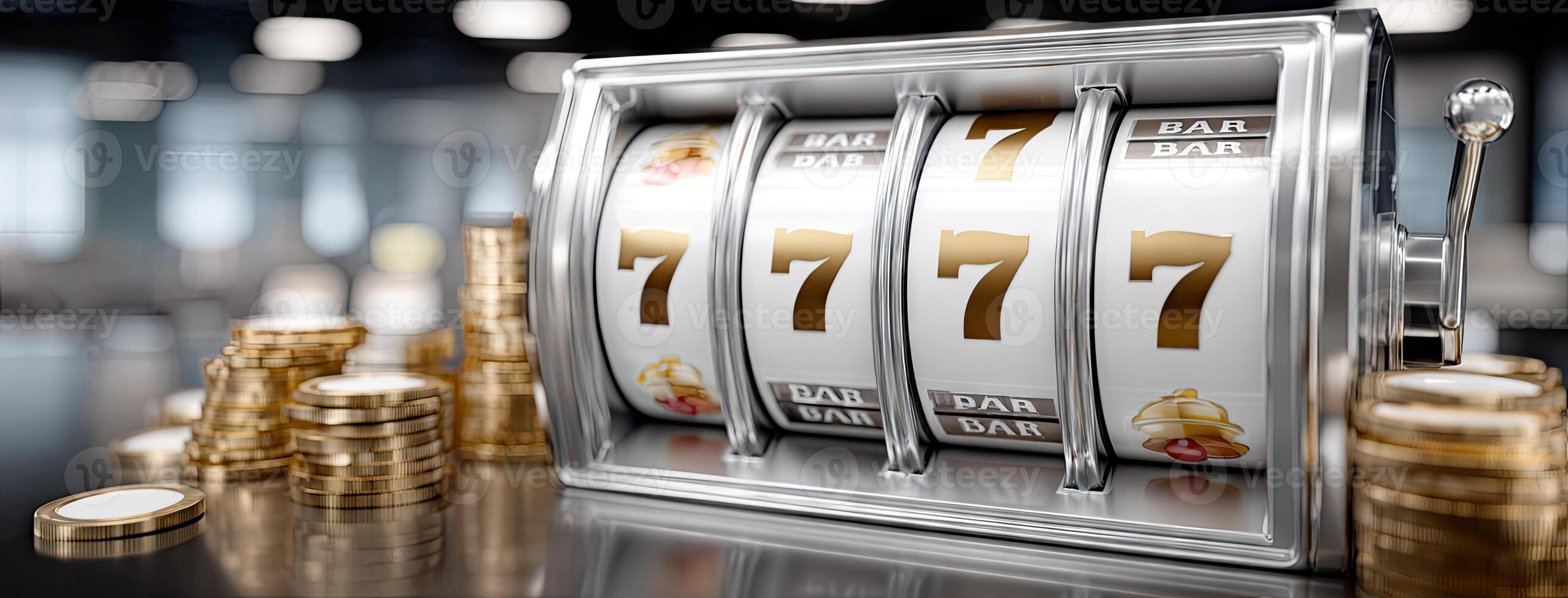 A slot machine with sevens on it photo
