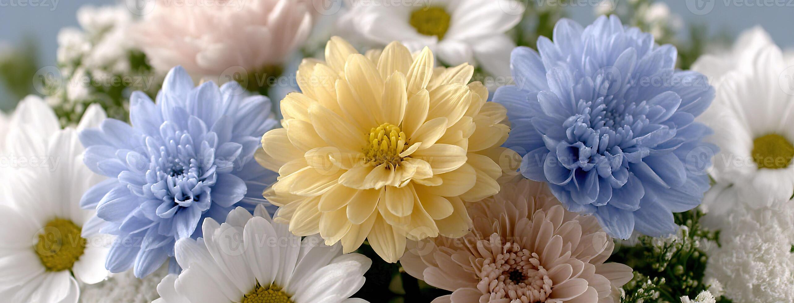A bouquet of flowers with different colors photo