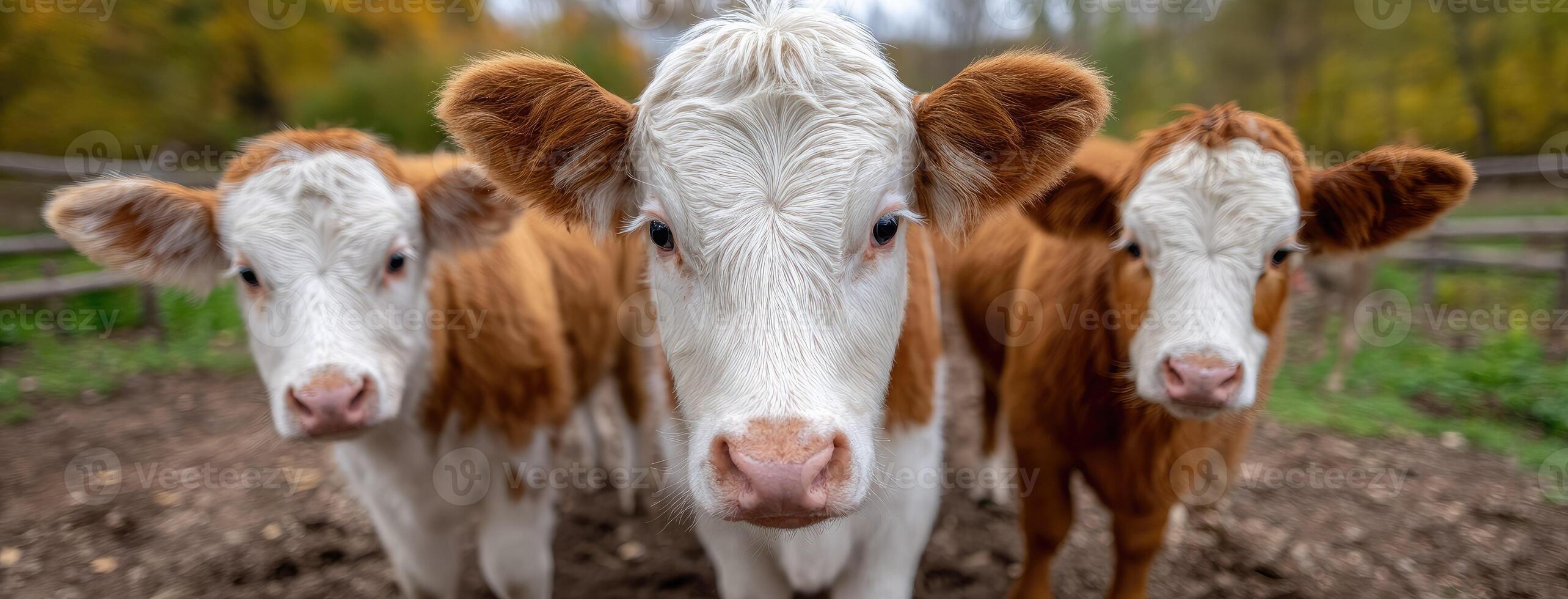 Three cows standing in a field photo