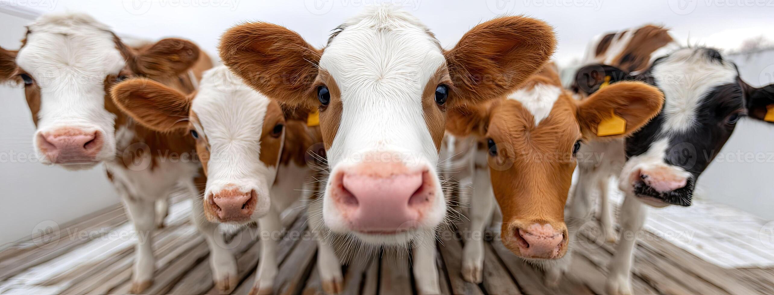 A group of cows looking at the camera photo