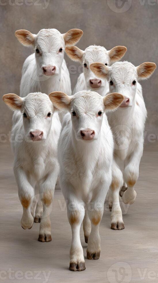 A group of white cows photo