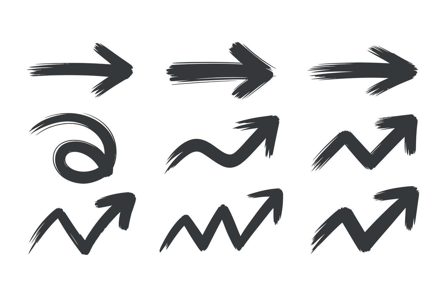 Set of Hand Drawn Arrows and Zigzags vector