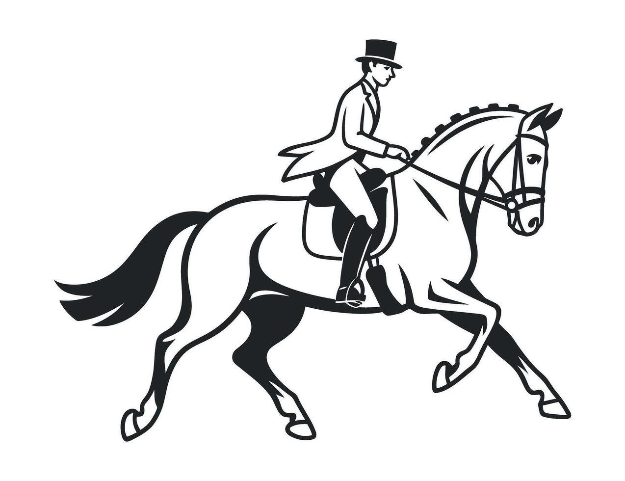 Elegant Equestrian Rider in Formal Attire on a Horse in Equestrian Sport vector