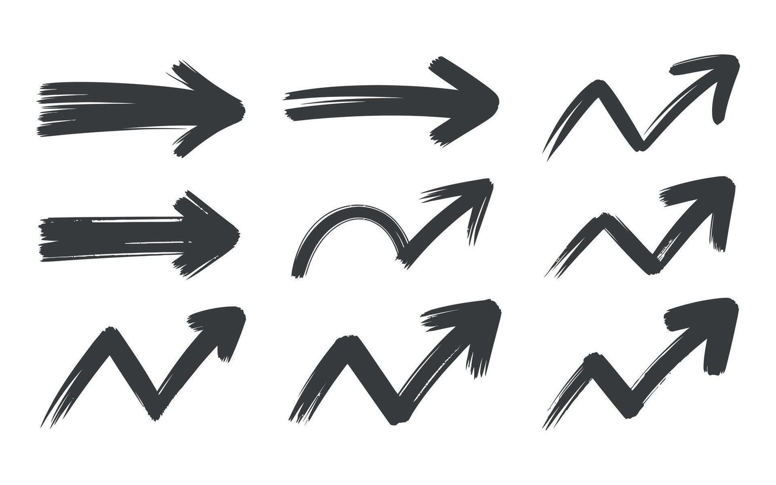 Set of Hand Drawn Arrow and Zigzag Graphics vector