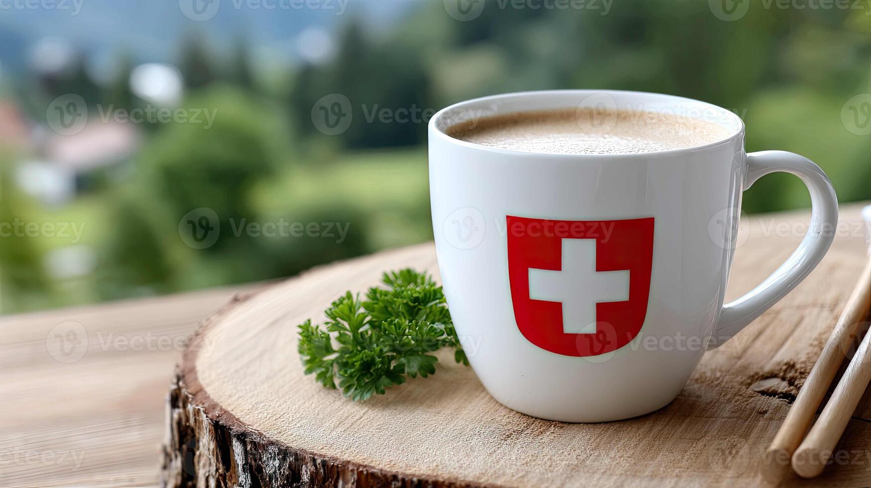 Swiss coffee with herbs photo
