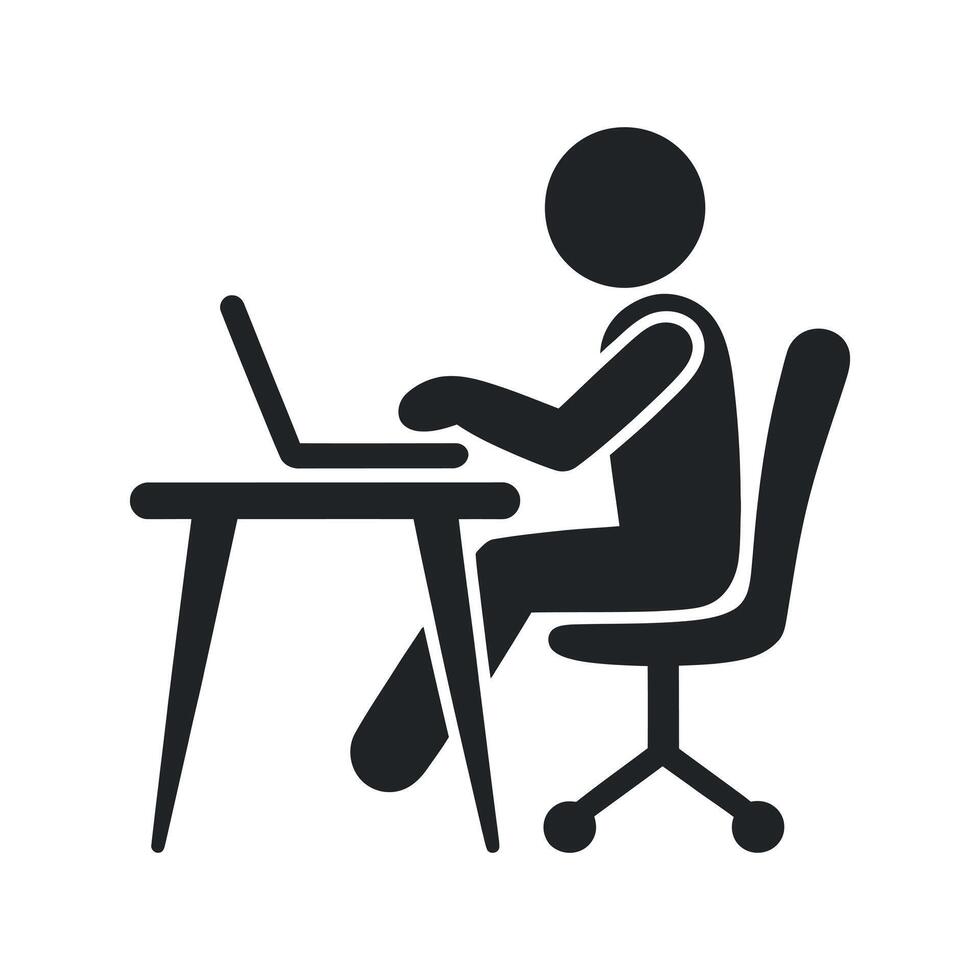 Person Working on Laptop at a Desk vector