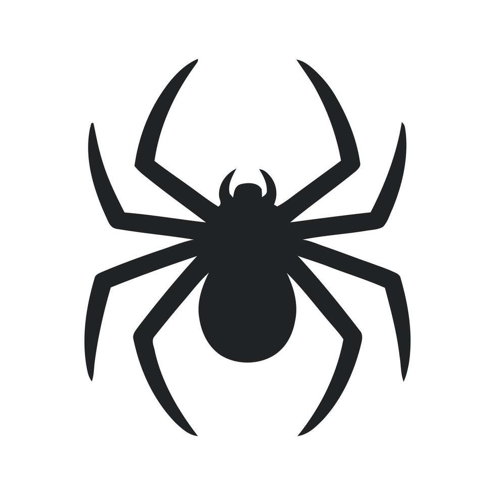 Simple Black and White Silhouette of a Spider stylized solid black silhouette spider white background spider silhouette black white insect arachnid animal icons vector