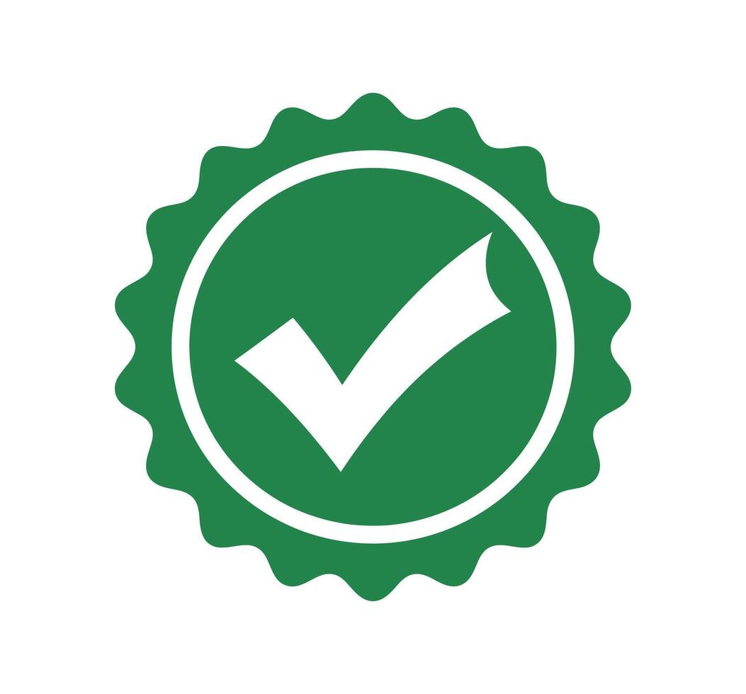 Green Approved Seal Icon with Checkmark vector