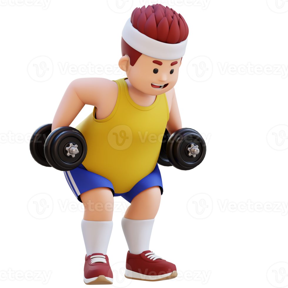 3D Plus Size Overweight big man Bent Over Row png