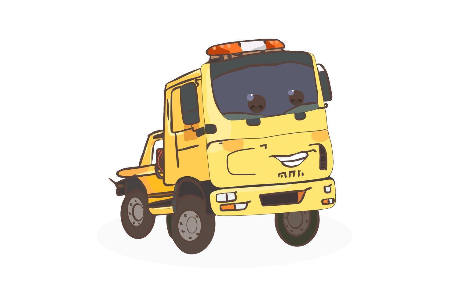 Funny little tow truck mascot cartoon style vector