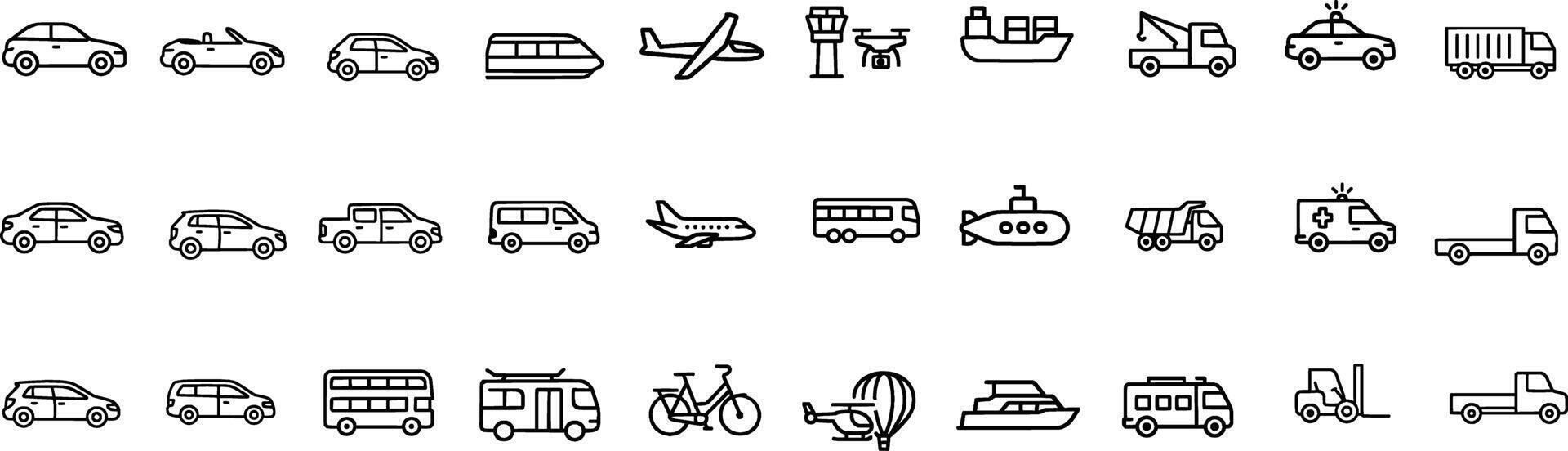transportation icons collection vector