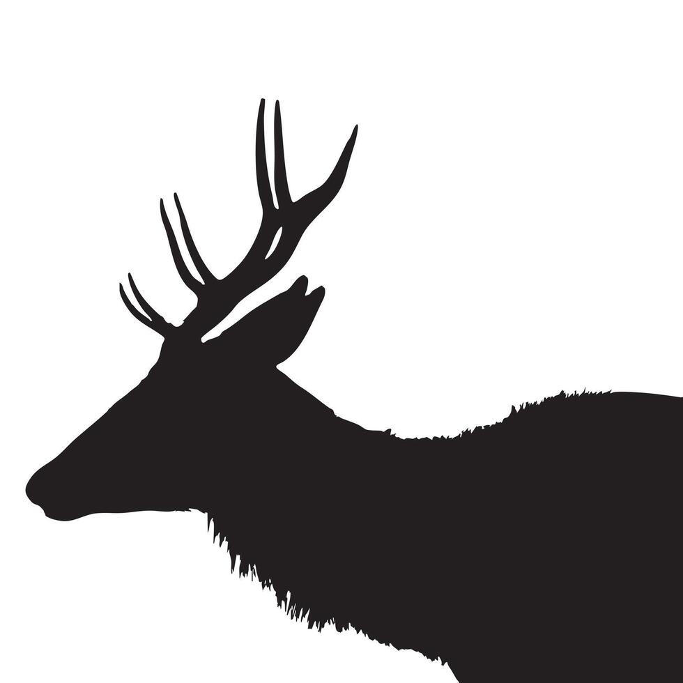 Silhouette of Deer with Antlers Isolated on White Background vector