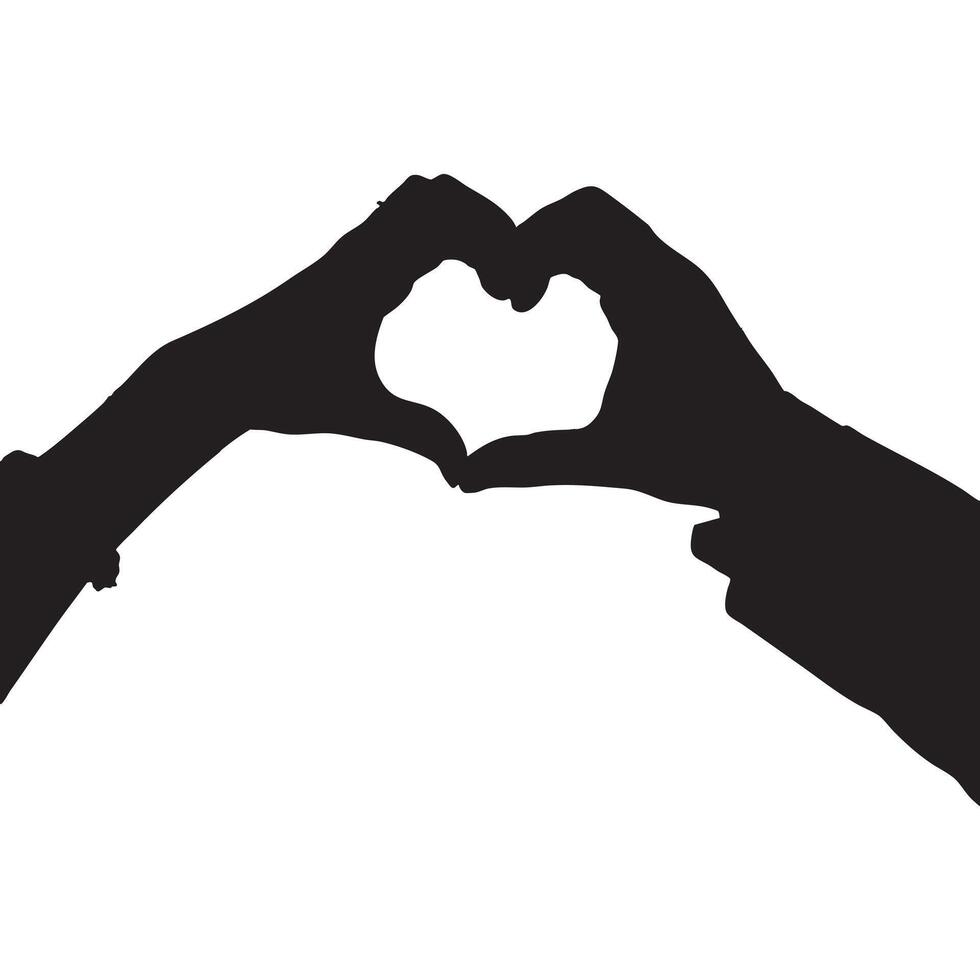 Silhouette of two Hands Forming Heart Shape on White Background vector