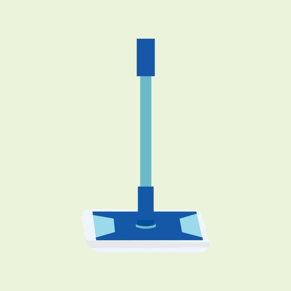 Cleaning mop. Illustration of a modern blue mop on a light green background. Suitable for cleaning themes, household appliances, cleaning activities, clean house educational design vector
