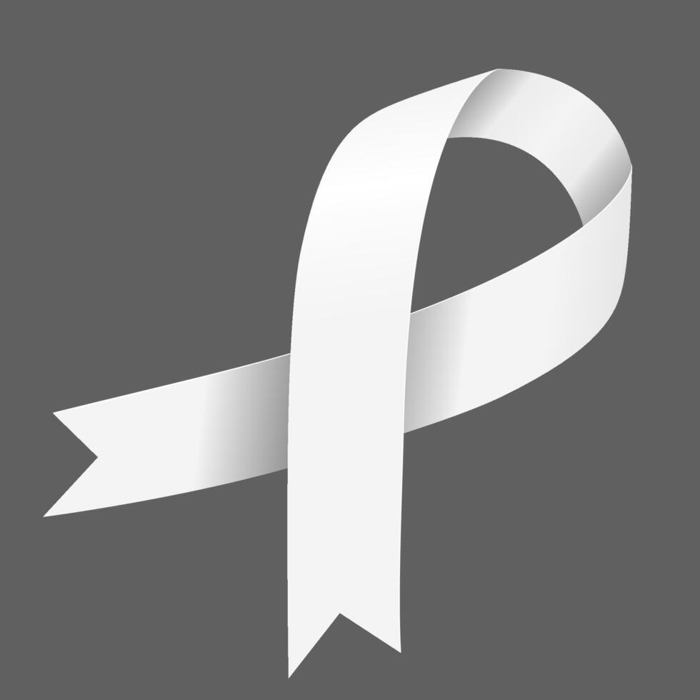 Lung Cancer Awareness Month. White ribbon. vector