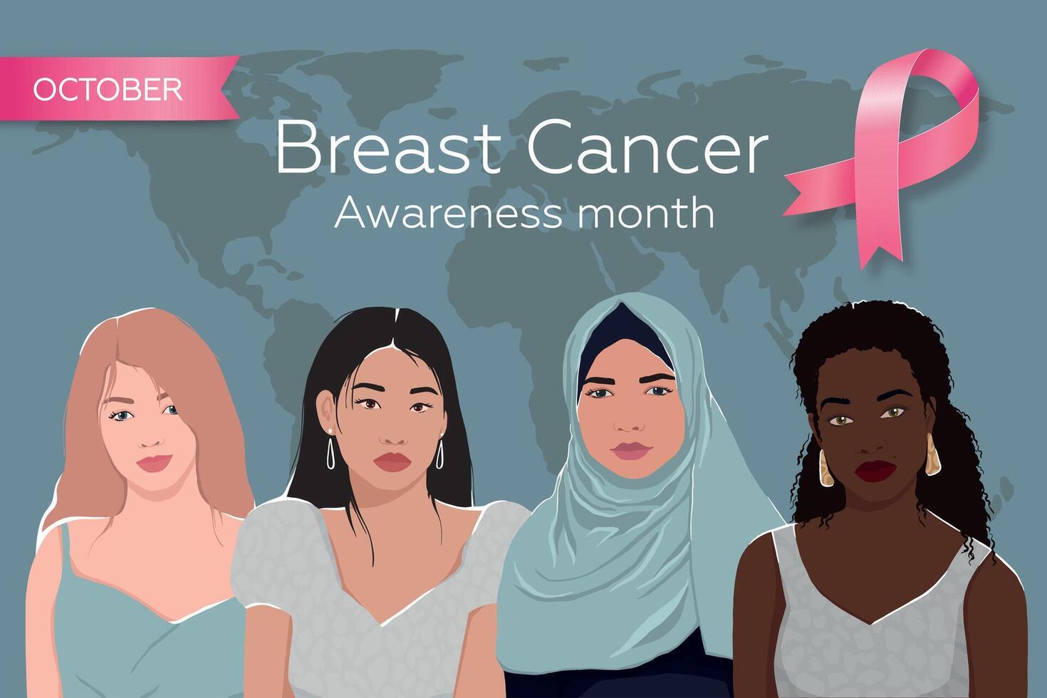 Breast cancer awareness illustration featuring women vector