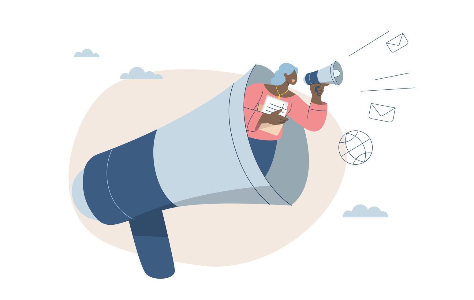 Person in a megaphone for communication vector