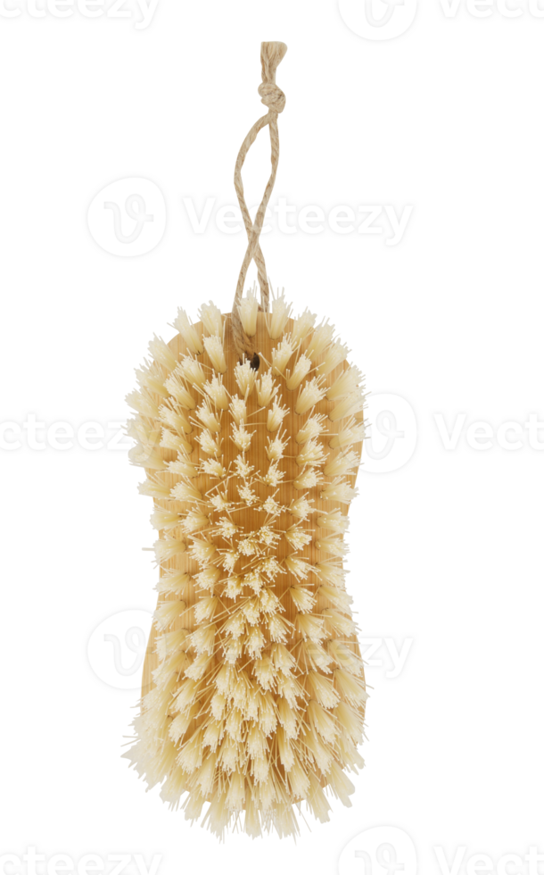 Cleaning brush with hanging rope cut out isolated transparent background png