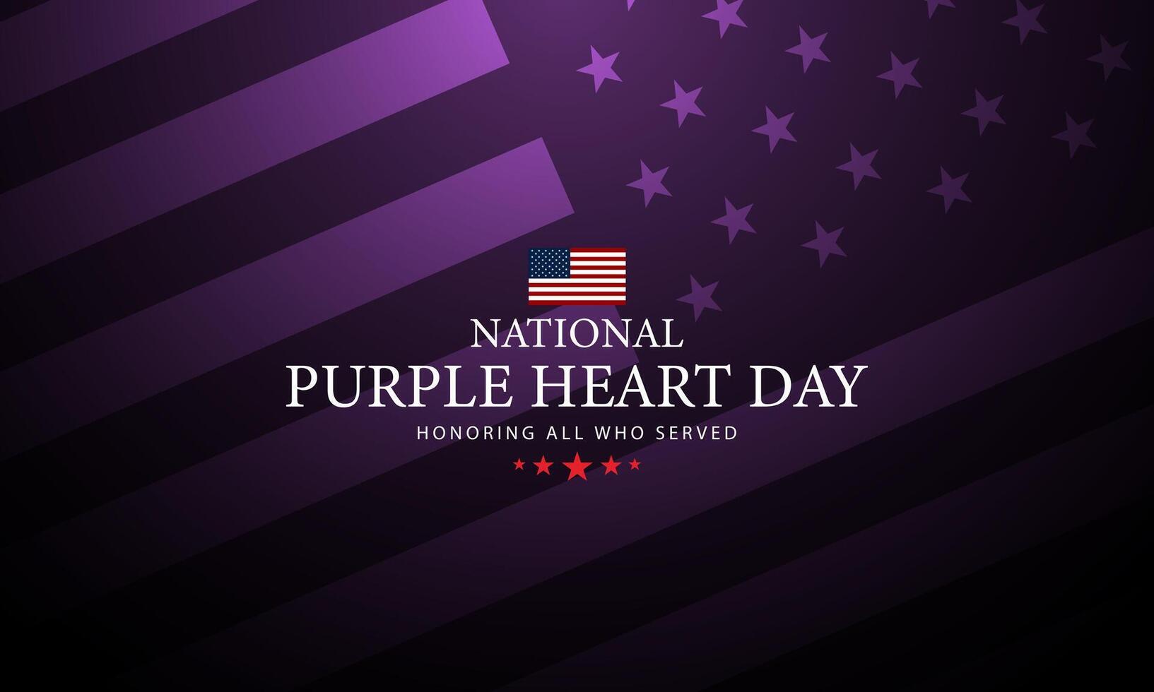 Banner event for National Purple Heart Day August 7th with purple dark theme vector