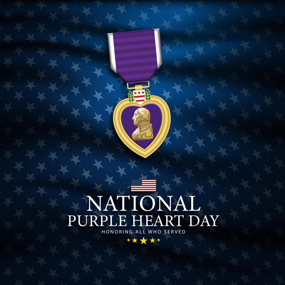 Background Illustration for National Purple Heart Day August 7th vector