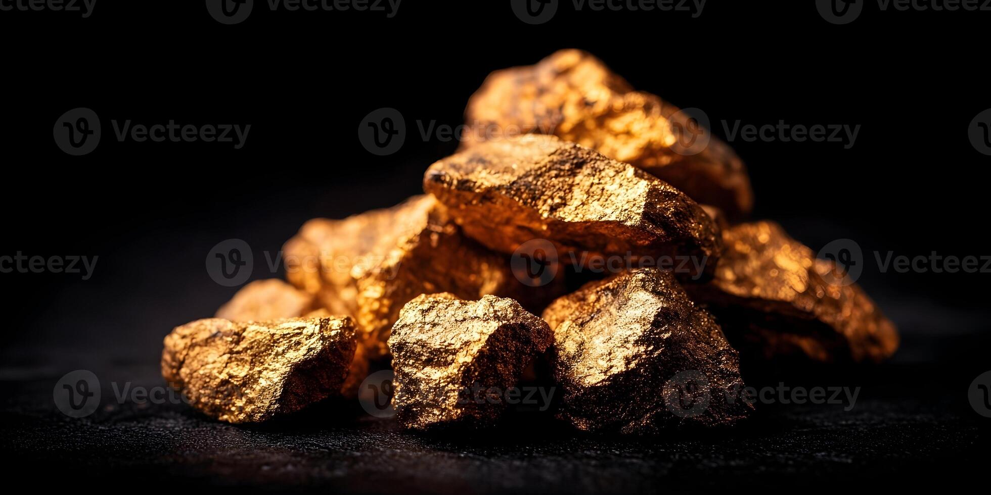 Gold Nuggets Pile Dark Background Precious Metal Geology photo
