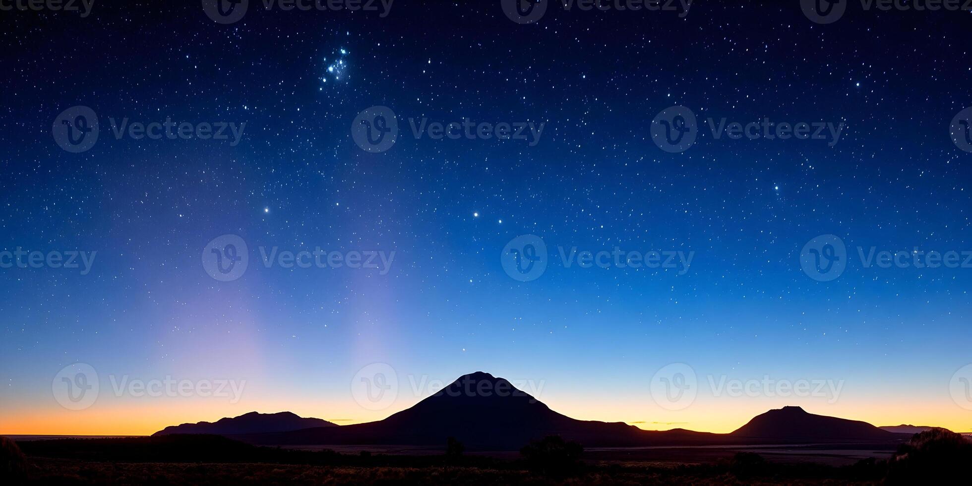 Night Sky Mountains Stars Landscape Sunset Silhouette photo