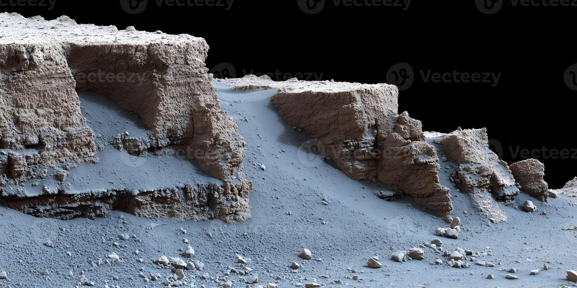 Alien Planet Landscape Brown Rock Formation Grey Sand Texture photo