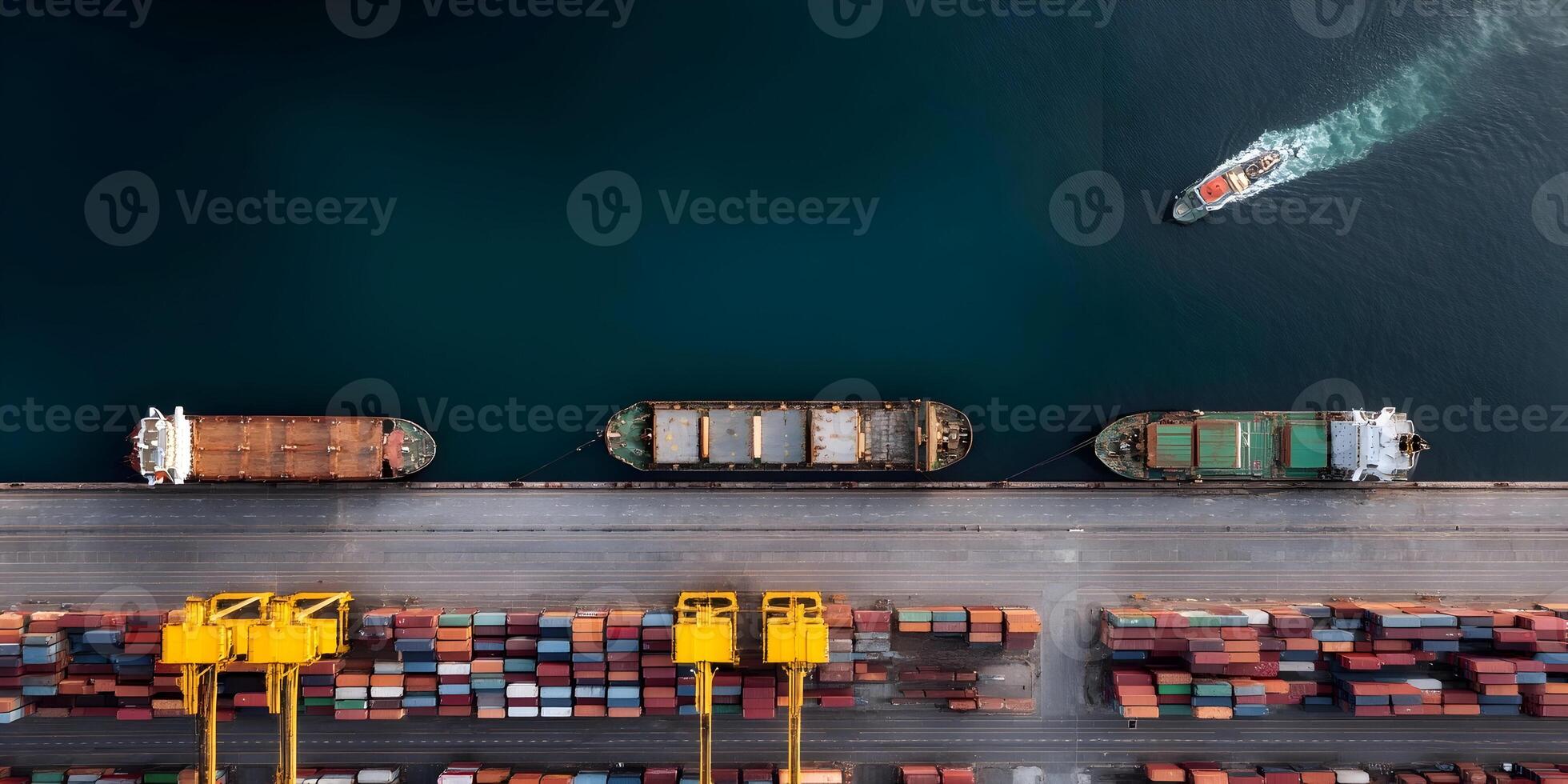 Aerial View Cargo Ships Container Terminal Port photo