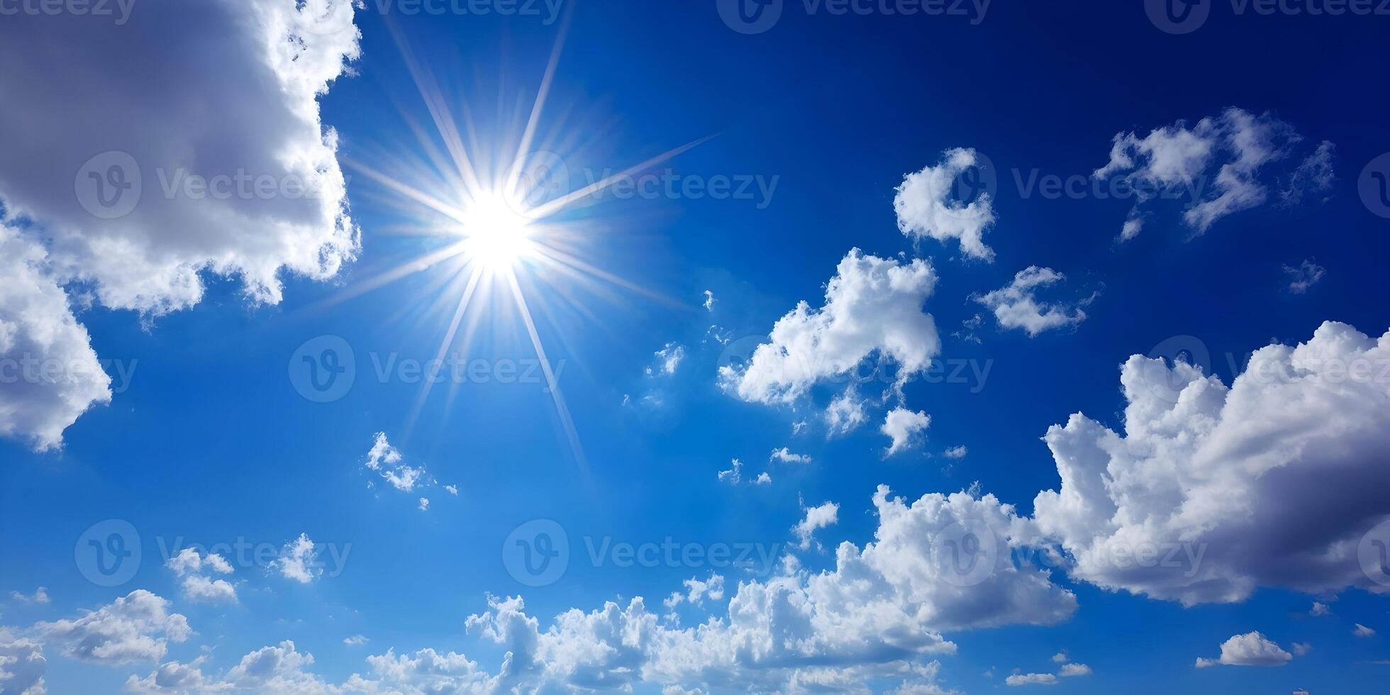 Bright daylight sky with white clouds and vibrant blue tones photo