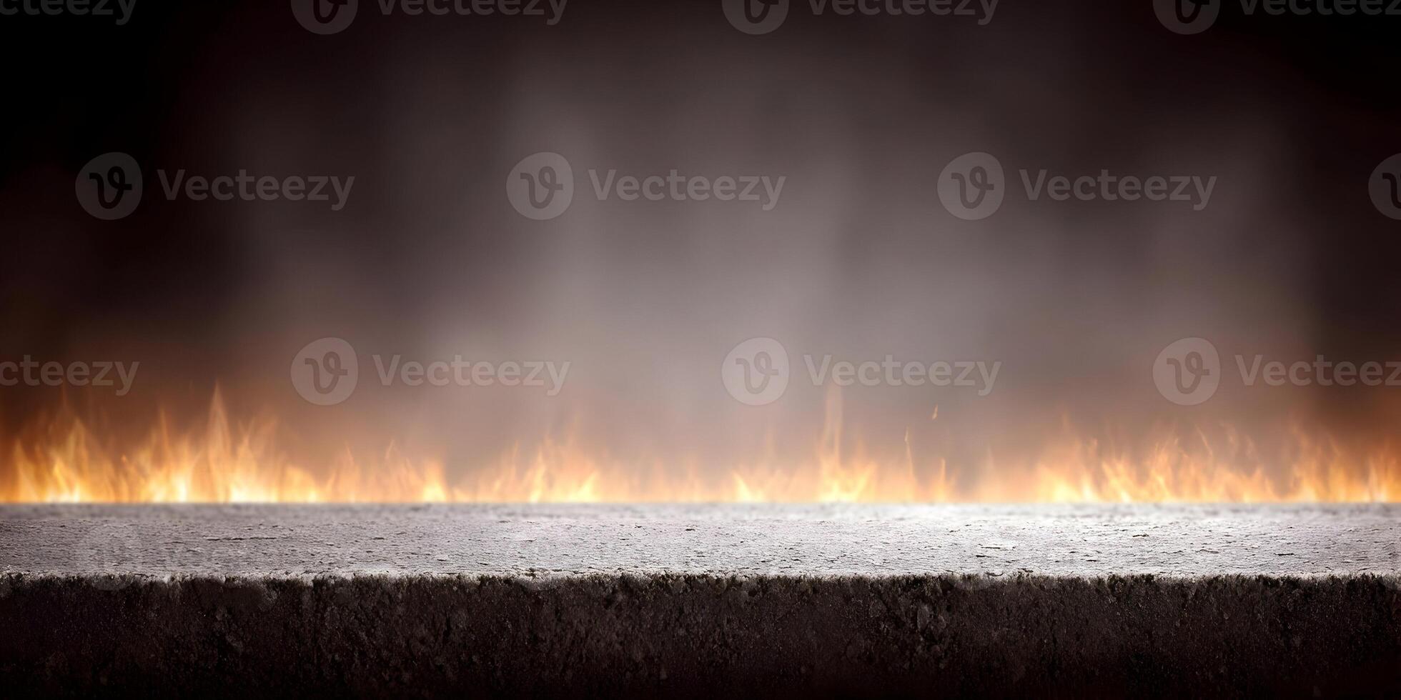 Stone Platform with Fire Flames Background Illustration photo